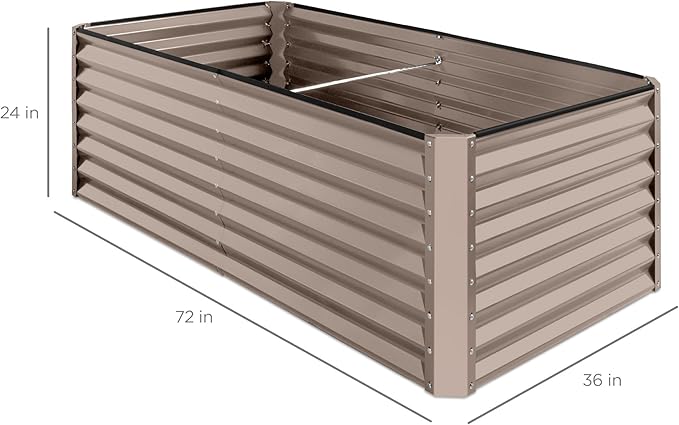 Best Choice Products 6x3x2ft Outdoor Metal Raised Garden Bed, Deep Root Box Planter for Vegetables, Flowers, Herbs, 269 Gallon Capacity, 100% Non Toxic Materials - Taupe