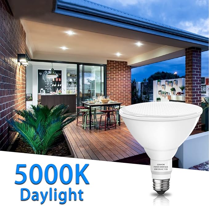 Par38 led Flood Lights Outdoor Light Bulb,Dimmable 1800LM,20W Replace up to 200W,Outdoor Flood Light Bulbs for Backyard,Garage,Porch,Garden,6 Pack 5000K Daylight