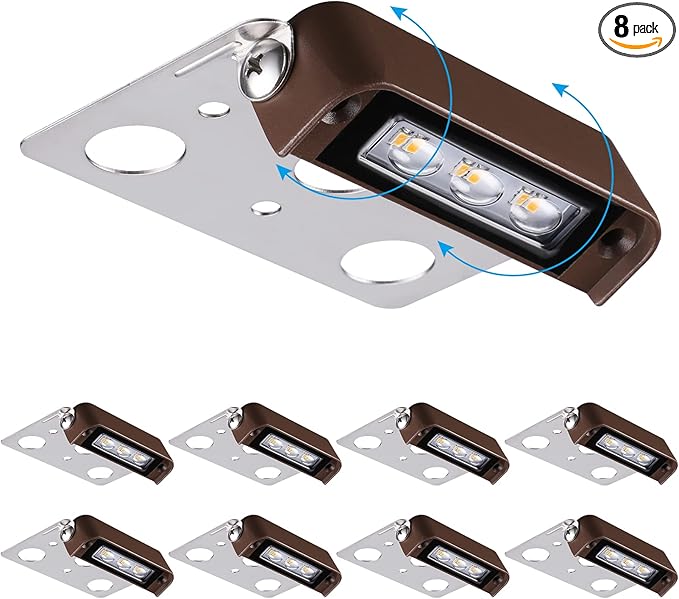 LEONLITE 8-Pack Premium Series 4 Inch 2W LED Retaining Wall Lights Swivel, Hardscape Lighting Low Voltage, LED Landscape Lights, 12V Hardscape Paver Light, Outdoor Step Light, 2700K Soft White, ETL