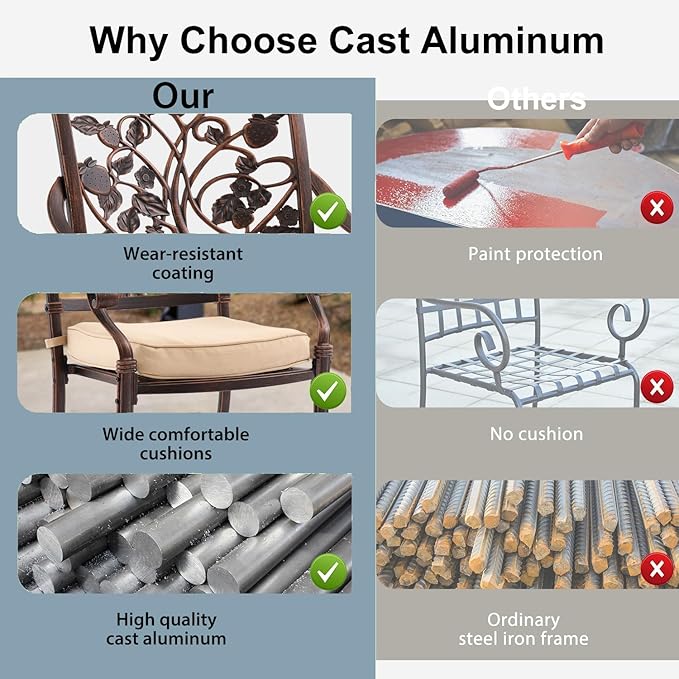 9-Piece Cast Aluminum Patio Furniture, Outdoor Dining Sets for 8 Include 87" Rectangular Patio Dining Table and 8 Stackable Chairs with Cushions & Umbrella Hole (Copper Red)