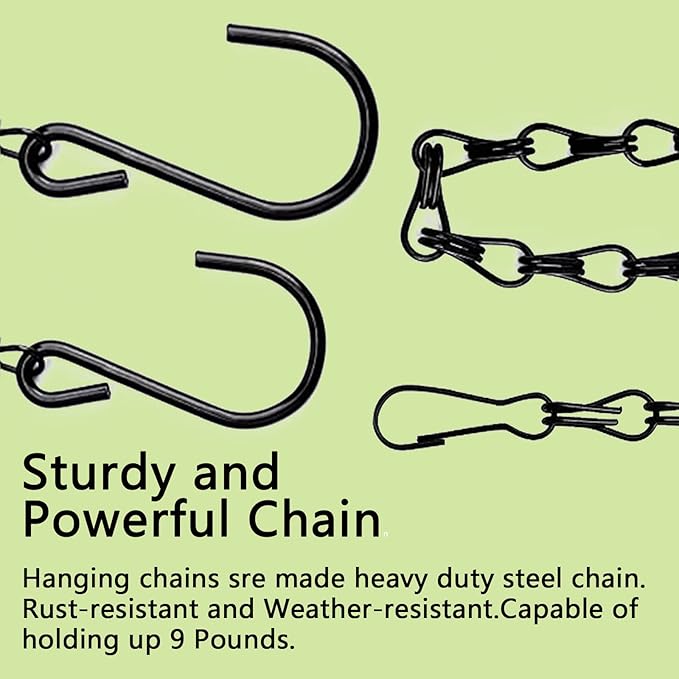 RIFNY Hanging Chains with Hooks, 10 Pieces 24 Inch Black Chain for Hanging Bird Feeders Planters Baskets Billboards Lanterns Wind Chimes Ornaments Outdoor/Indoor Use (24 inch 10pcs)