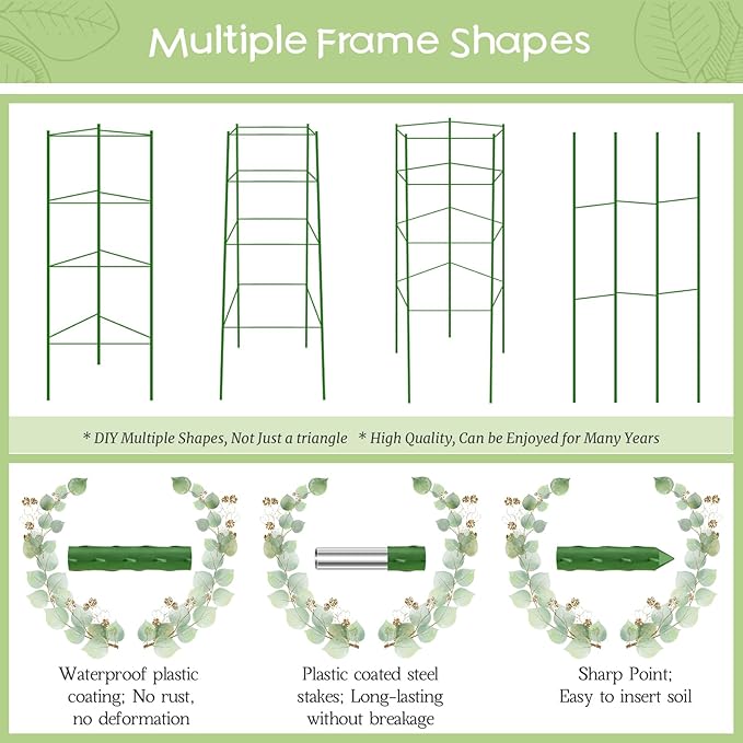 Legigo 4-Pack Tomato Cage for Garden Plant Support- Up to 63inch Garden Stakes Tomato Cage, Tomato Trellis for Potted Plants, Tomato Cages Plant Stakes for Climbing Vegetables Plants Flowers