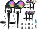 Low Voltage RGBW LED Landscape Lights Spot Lights Outdoor for Yard Garden Decor Spotlight, 12V-24V Low Voltage Landscape Lighting with 16 Color Changing and Remote IP68 Waterproof (8)