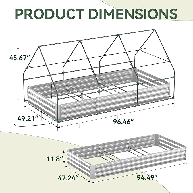 Raised Garden Bed with Self-Watering System, 8x4x1 ft Elevated Planter Boxes Outdoor with PE Cover, Galvanized Raised Beds for Gardening,Vegetables,Flowers, Backyard, Patio
