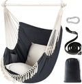 Chihee Hammock Chair Hanging Swing Max 500 Lbs 2 Cushions Included Steel Spreader Bar with Anti-Slip Grooves Portable Hanging Chair Side Pocket Large Macrame Bohemian Chair Indoor Outdoor
