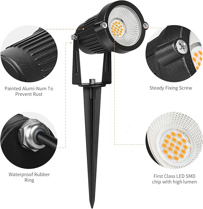 Low Voltage Landscape Lights Outdoor: 7W 700LM LED Landscape Lighting with Connectors for Tree Garden Yard Pathway | 12V 24V Warm White 2700K Spotlights | IP65 Waterproof | 24 Pack