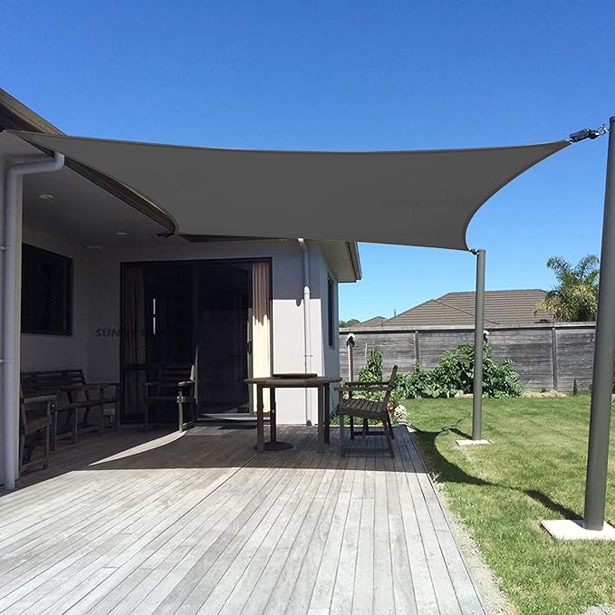 SUNNY GUARD Custom Size 19'x19' Rectangle Graphite Grey UV Block Sunshade for Backyard Yard Deck Patio Garden Outdoor Activities and Facility(Customized)