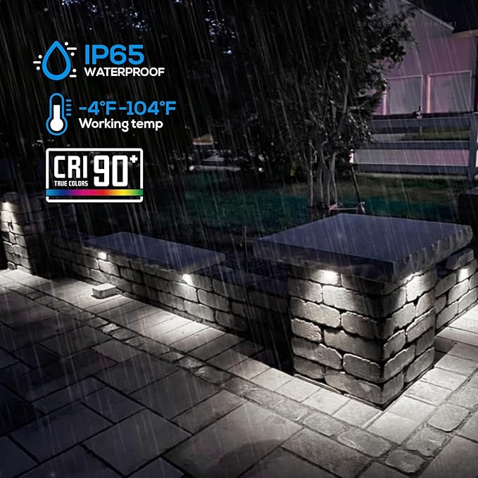 LEONLITE 8-Pack 4 Inch LED Hardscape Lighting, Update Retaining Wall Lights, LED Landscape Lighting, 12-24V AC/DC Paver Light Low Voltage, 1W/2W/3W Dimmable Outdoor Step Lights, 5000K Daylight, ETL