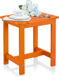 Y&M Outdoor Side Table, HIPS Adirondack Small Single Table, Waterproof Square Outside Table, Balcony Modern End Tables for Patio, Pool, Beach, Porch, Deck, Indoor or Outdoor Use, Orange