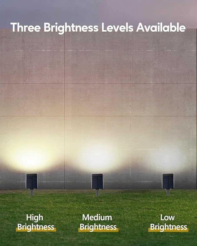 HIBOITEC Solar Spot Lights Outdoor Waterproof 59LED Landscape Lights Solar Powered Uplights Adjustable Brightness Dusk to Dawn for Outside Garden Yard Trees 8 Packs Warm White
