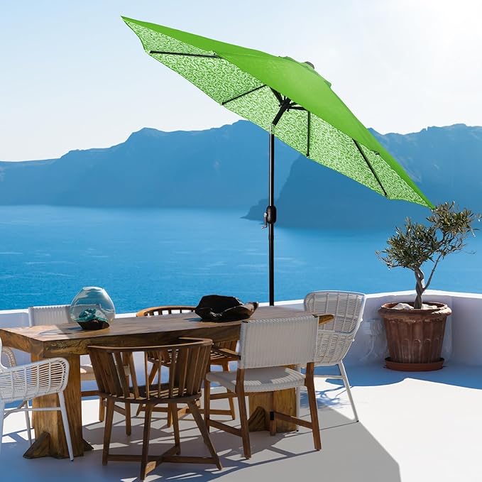 Backyard Expressions 9 ft. Patio Umbrella, Market Table Umbrella w/Tilt and Crank, 8 Ribs