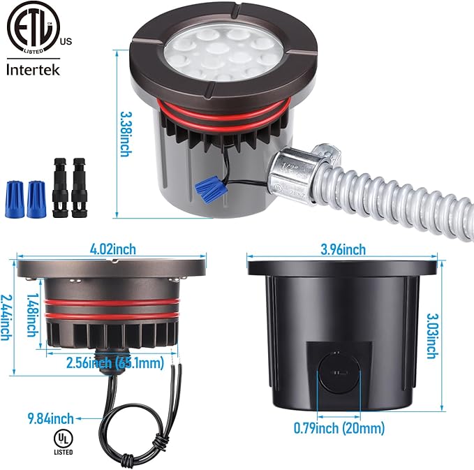 LEONLITE Dia. 4 Inch 5CCT Well Lights Landscape LED In Ground, 5 Color Temperature Selectable, 12-24V AC/DC CRI90 Low Voltage Outdoor Garden Landscaping, Aluminum Housing, Oil Rubbed Bronze, Pack of 6