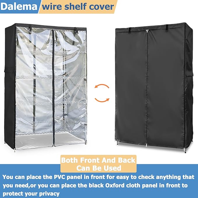 Waterproof Shelf Cover,Outdoor 600D Heavy Duty Dustproof Storage Shelves Cover,36''x16''x72'' Shelf Covers for Wire Shelving with Zippers,Storage Rack Covers with Clear Front