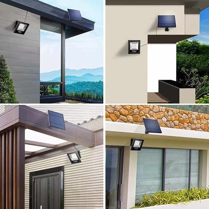 Solar Lights Dusk to Dawn 4400mAh Solar Powered Spotlight Waterproof Flood Light 6000K Lighting with 16FT Cord for Patio, Flag Pole, Fence, White
