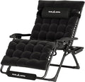 UDPATIO Oversized Zero Gravity Chair 33In XXL Patio Reclining Chair with Cushion, Outdoor Folding Recliner with Pillows|Cup Holder|Foot Rest|Padded Headrest, Black, Support 500LB