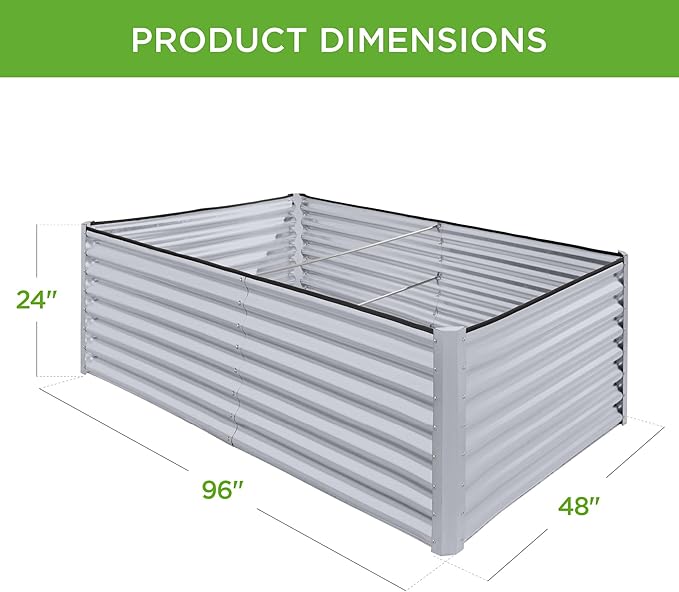 Best Choice Products 8x4x2ft Outdoor Metal Raised Garden Bed, Deep Root Planter Box for Vegetables, Herbs & Flowers, 478-Gallon Capacity, 100% Non Toxic Materials - Moonlight Gray