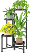 iDavosic.ly Plant Stand Indoor Outdoor, 4 Tier Corner Metal Flower Display Holder Shelf, Easy Assembly Folding Tall Orchid Rack for Patio Balcony Porch Garden Living Room House, Black