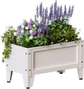 Elevated Metal Planter Box Stand Heavy Duty Raised Garden Bed for Vegetables Flowers Herbs Indoor Outdoor Use, White