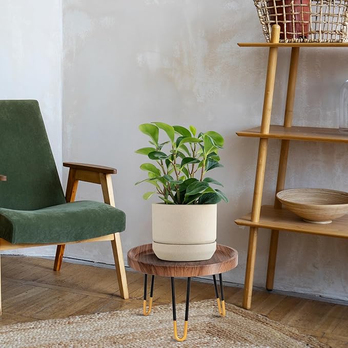 Plant Stand Indoor Outdoor, Mid Century Style Walnut Wood Color Plant Stand,Waterproof Design Modern Plant Table,Easily Assemble Come With Tools,Nice For Room Decor (M)
