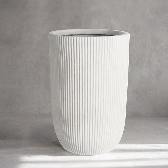 Oakrain 18" H Tall Planter, Large Indoor Outdoor Decorative Pot with Drainage Hole, Modern Minimalist Vase for Home Garden, Living Room, Kitchen