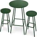 Best Choice Products 3-Piece Patio Dining Set, Bar Height, Outdoor Bistro Set, Outdoor Round Bar Table w/ 2 Bar Stools, Steel - Dark Green