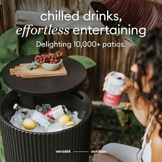 Veradek Outdoor Cooler Side Table - 2 in 1 - Designed for use as Outdoor Side Table, Patio Decor and Ice Chest