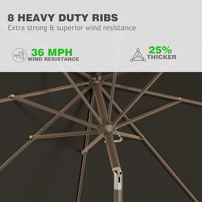 AreShark 9 FT Patio Umbrella for Outdoor, Outdoor Umbrella with Push Button Tilt and Crank, Outdoor Patio Umbrellas with 8 Sturdy Ribs for Market, Garden, Deck, Backyard, Pool (Classic Black)