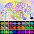 100ft Outdoor Rope Light, IP68 Waterproof 25 Color Changing String Lights with 149 Modes, Warm White & RGB LED Multicolor Twinkle Fairy Tube Lights for Indoor & Outside Railing, Balcony, Patio Decor