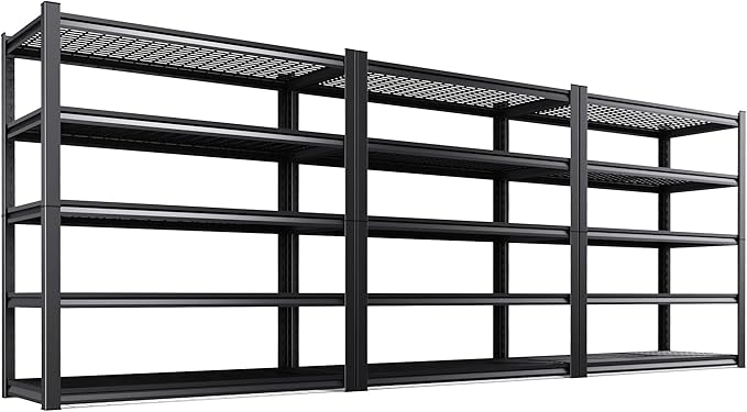 Set of 3 Garage Shelving-3000 lbs 5 Tier Storage Shelves,Adjustable Heavy Duty Metal Shelving Unit and Storage Large Wire Rack,Utility Steel Shelf for Warehouse Industrial Pantry Basement 71"x46"x18"