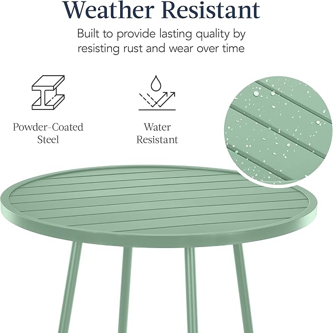 Best Choice Products 3-Piece Patio Dining Set, Bar Height, Outdoor Bistro Set, Outdoor Round Bar Table w/ 2 Bar Stools, Steel - Sage