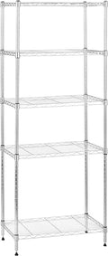 Amazon Basics 5-Shelf Adjustable Storage Shelving Unit for Garage, Steel Wire Rack, 200 Pound Loading Capacity per Shelf, 23.2" x 13.4" x 60", Chrome Finish