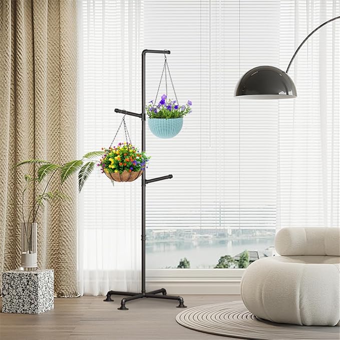 Plant Hanger Indoor,Corner Hanging Plant Stand,Heavy Duty Metal Hanging Plant Holder for Indoor Plants,Living Room,Balcony,Bedroom,Garden