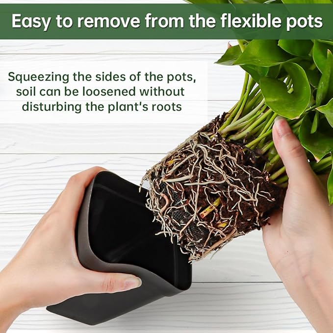 BTPLASTIK Small Plant Pots 3.5 Inch, 120 Pcs Nursery Pots with Drainage Holes, Durable Plastic Succulents Pots for Seedlings, Cuttings (Black)