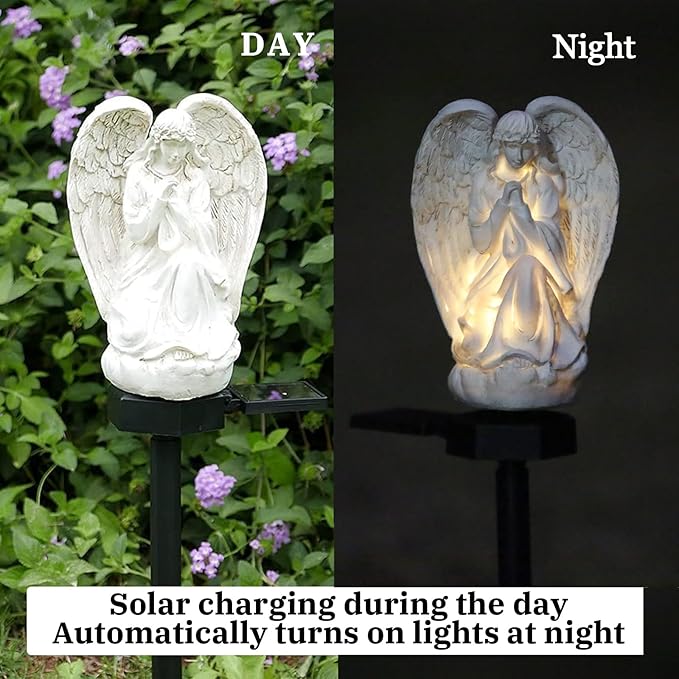 Garden Solar LED Light with Stake, Waterproof Outdoor Decor for Walkway Courtyard Party Decor, White Angel