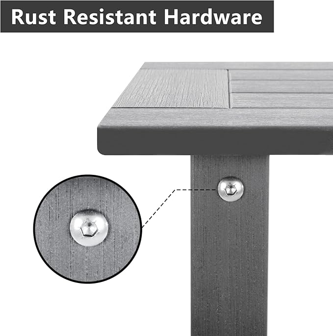 Double Adirondack Outdoor Side Table Weather Resistant, Outdoor Rectangular Patio End Table for Adirondack Chair, Grey