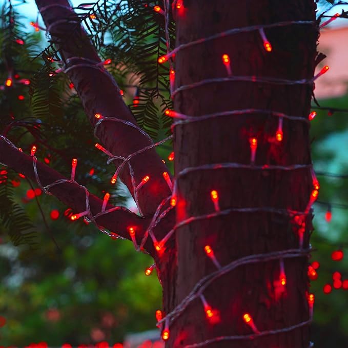 LJLNION 300 LED Valentines Lights, Extra Long 98.5FT Christmas String Lights Outdoor Indoor, 8 Lighting Modes, Plug in Waterproof Fairy Lights for Wedding Party Bedroom Decorations (Red)