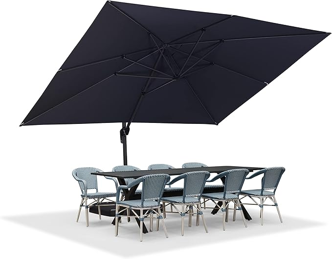 PURPLE LEAF 10' X 13' Patio Umbrella with Base Outdoor Cantilever Rectangle Offset Umbrella with 360-degree Rotation for Garden Deck Pool Patio Grey
