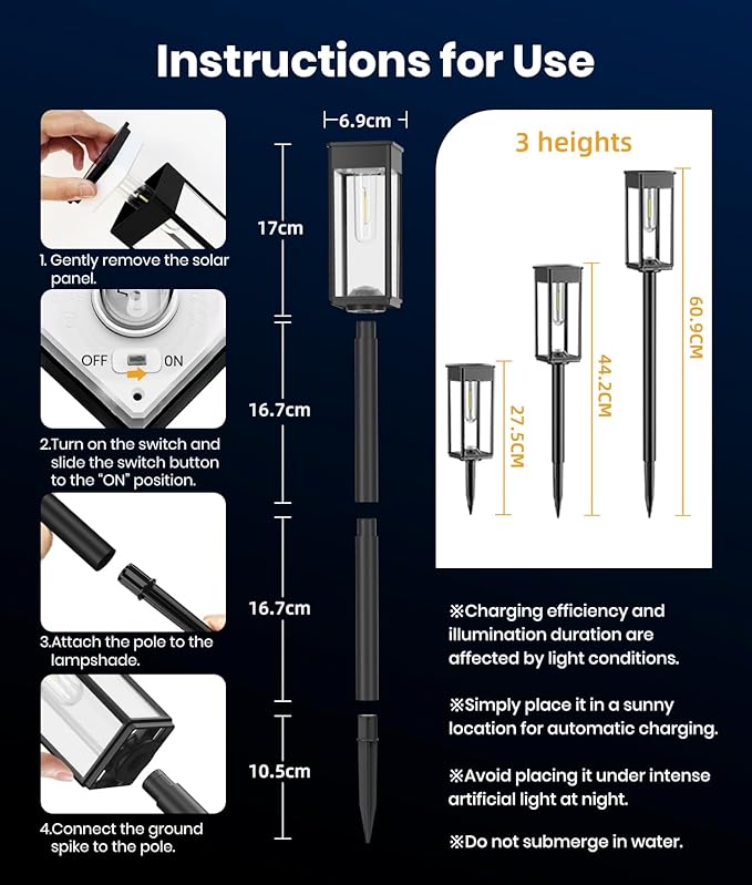Solar Pathway Lights Outdoor, 6 Pack Bright Solar Lights Outdoor, Auto On/Off, IP65 Waterproof Solar Garden Lights Solar Powered Landscape Lighting for Yard Patio Walkway Driveway Pathway