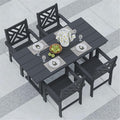 5-Piece Outdoor Dining Set, HDPE All-Weather Patio Table and Chairs Set for 4, Outdoor Patio Furniture Sets with Umbrella Hole for Outside, Deck, Backyard, Garden (Black)