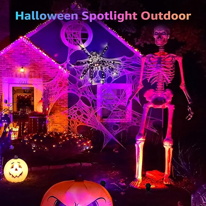 Halloween Christmas Spotlight Outdoor Color Changing Landscape Spotlights,12W RGBW LED Outdoor Spot Lights for Yard Garden Decor,Waterproof 110V Plug in Landscape Lighting with Remote,2 Packs