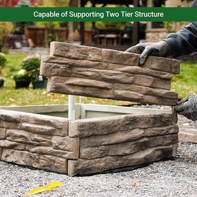 Raised Garden Bed Tan/Brown Ledgestones Composite Polyurethane Natural Look Stone Garden Planter Box (6-Pack)