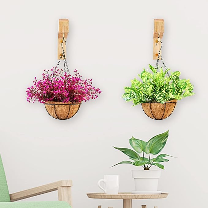 7-Inch Wooden 7-Shaped Wall Hook Plant Hanger – Ideal for Indoor/Outdoor Bird Feeders, Flower Baskets, and Wind Chimes