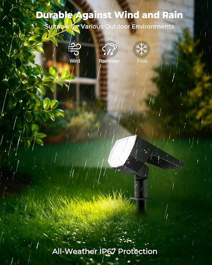 6 Packs Solar Spot Lights Outdoor, 64 LED 6500K Solar Lights Outdoor, IP67 Waterproof, Adjustable Brightness Dusk to Dawn Solar Spotlights for Garden, Yard, Lawn, Walkway, Driveway - Cool Daylight