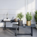Modern Outdoor Plant Stand for Indoor Corner, Foldable Metal Plant Display Shelf for Multiple Pots,Mid Century Slatted Bench for Garden, Patio Load Bearing 330 lbs 26" L x 10.4" H x 8.6" W 2 Pack Grey