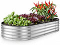 Plant & Plot Galvanized Raised Garden Beds Outdoor // 6×3×1 ft Planter Raised Beds for Gardening, Vegetables, Flowers // Large Metal Garden Box // Patented Tool-Free Design (Silver)