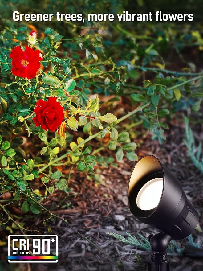 LEONLITE 5CCT Low Voltage LED Landscape Spotlight, Update 1800K2700K3000K4000K5000K Selectable, 5W 12V Pathway Lights Outdoor, CRI90, Aluminum Spot Lights for Garden, ETL, IP65 Waterproof, Pack of 4