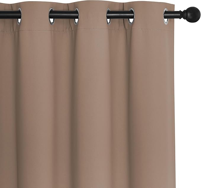NICETOWN Blackout Curtains for Sliding Glass Door Room Divider Noise Reduce Curtain Panel Portable Window Screen Sliding Partition, W100 x L102 inches, 1 Panel, Cappuccino