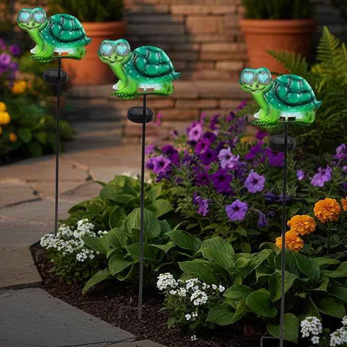 Turtle Decorative Garden Stakes with White LED Lights Display I Love U, 39.3" Solar Turtle Garden Decor Outdoor for Yard Patio Pathway Lawn Ornaments