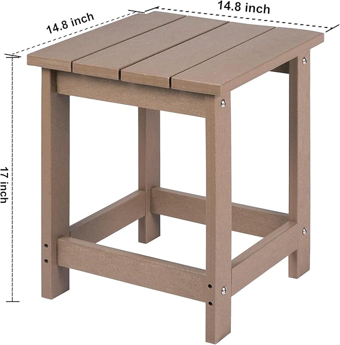 LZRS Adirondack Square Outdoor Side Table for Patio, Pool Composite Patio Table,HDPE End Tables for Backyard,Pool, Indoor Companion, Easy Maintenance & Weather Resistant(Weathered Wood)