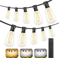 Brightever 200FT Outdoor String Lights with Remote, 2700K/4000K/5000K Selectable LED String Lights for Outside with 100+4 ST38 Edison Bulbs, 3 Modes Dimmable Patio Lights Waterproof for Camping, Deck